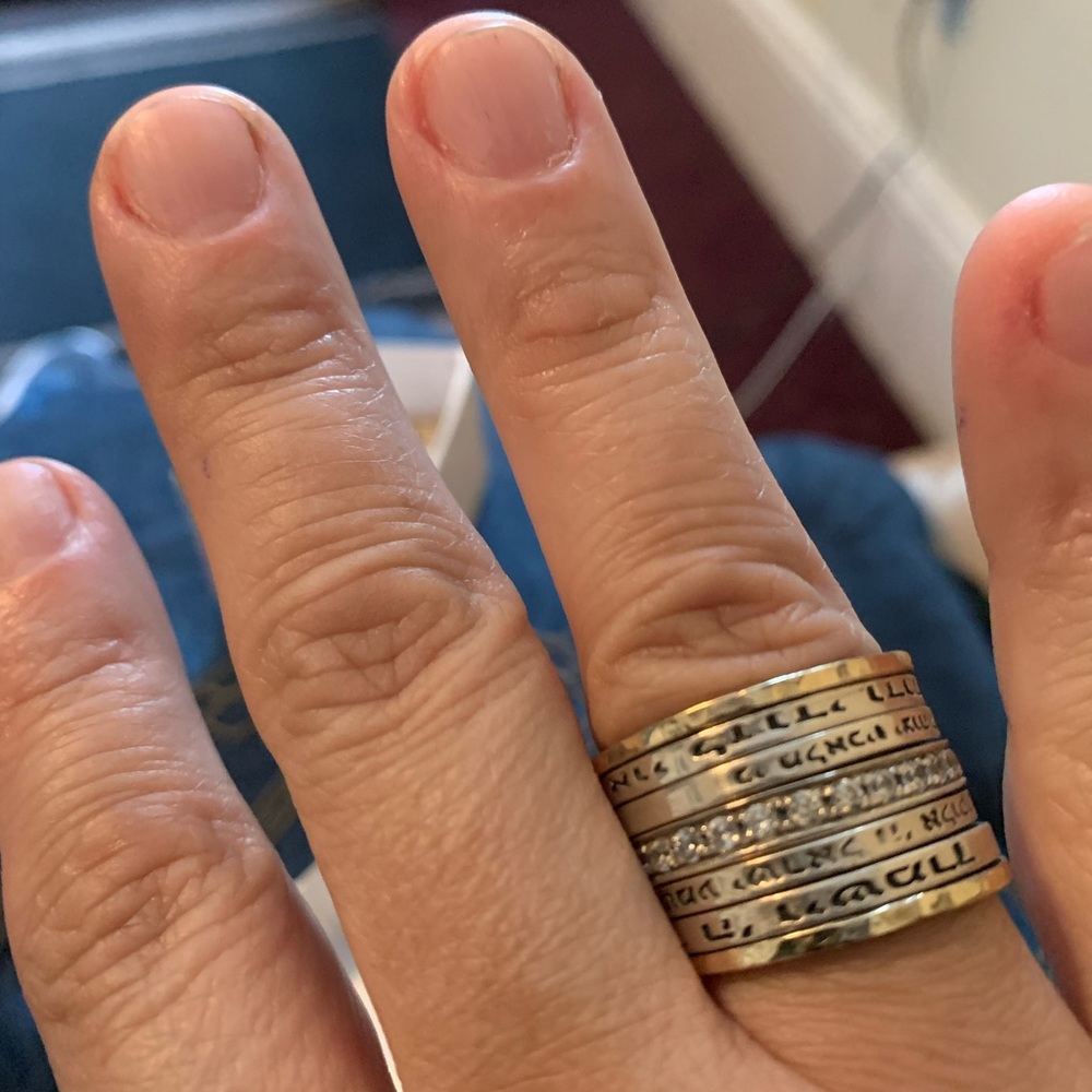 Ring from Israel 7 ring silver end gold 14 k